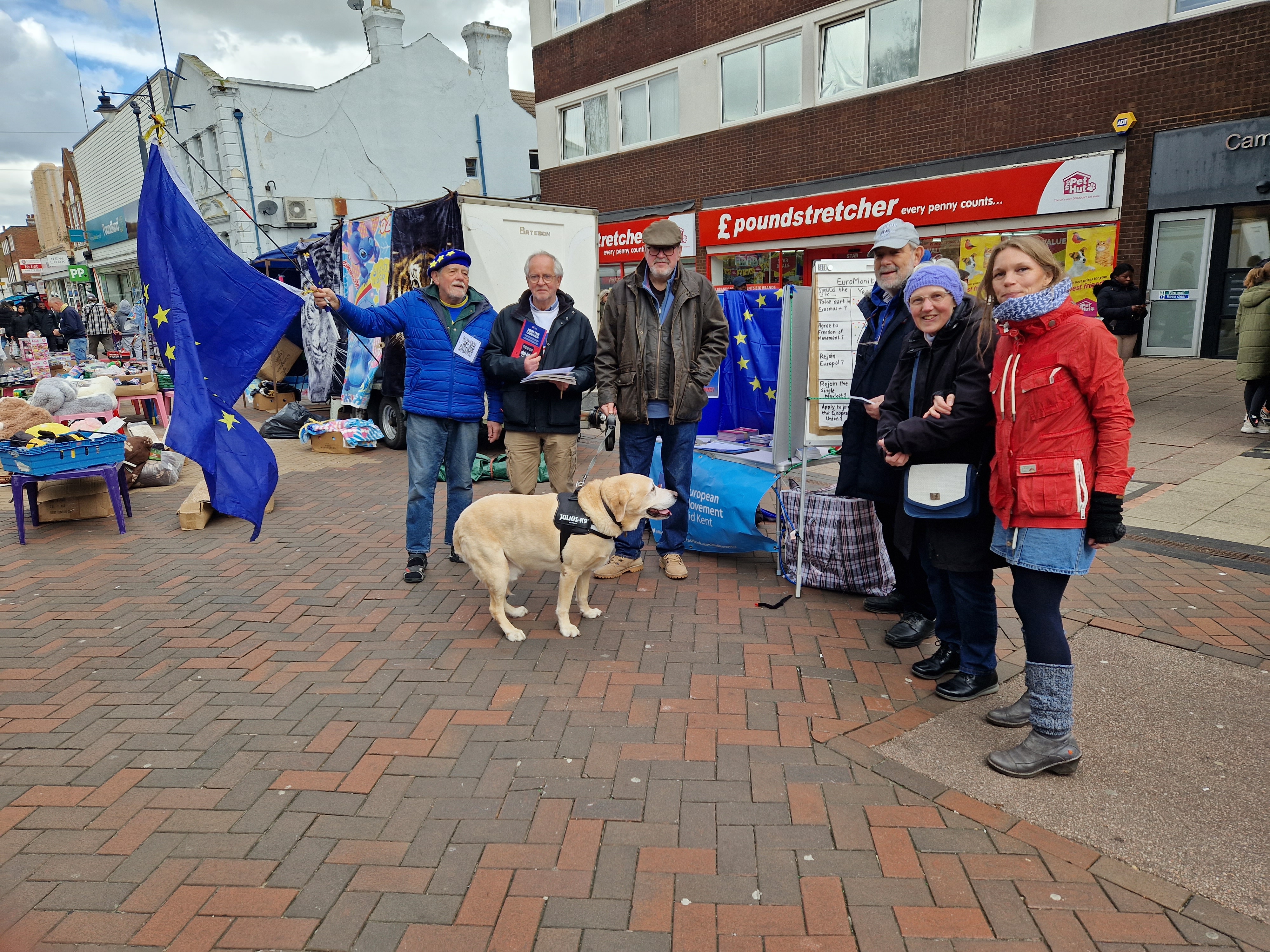 Volunteers and Jack the Lab at a National Rejoin Day street stall